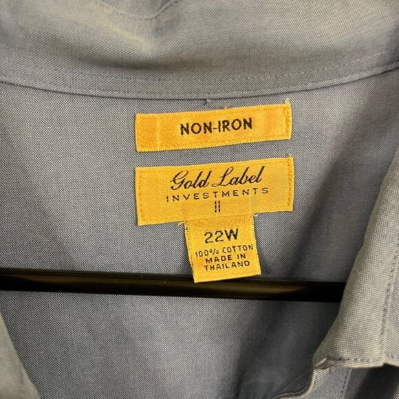 Gold Label Investments Blue Plus Size 22W Button Down Shirt - Picture 5 of 5